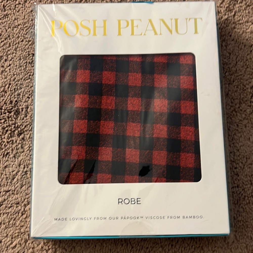 NWT posh peanut buffalo plaid women’s robe